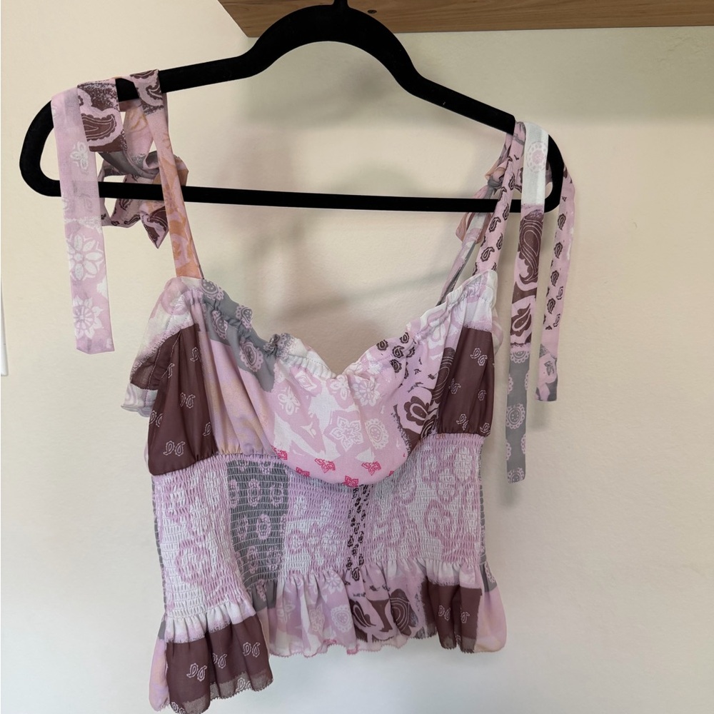 Wilfred Lilac and Brown Patterned Top